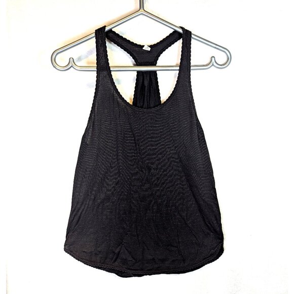 Lightweight Lululemon tank black with gold stripe size 2 - Picture 1 of 4